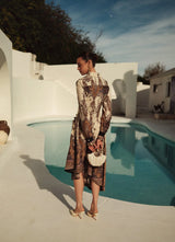 Gathered Button Paisley Dress