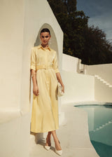 Pintuck Midi Dress Butter Yellow