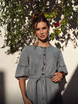 Puff Sleeve Denim Dress Tencil
