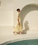 Pintuck Midi Dress Butter Yellow