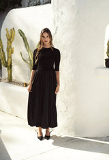 Knit/Satin Combo Maxi Butter