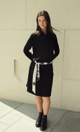 Denim Black  Pleat Skirt