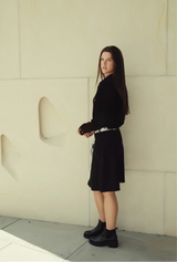 Denim Black  Pleat Skirt