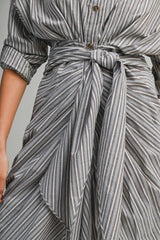 Striped Button Shirt Dress 