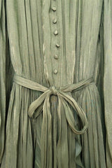 Metallic Pleated Dress Olive