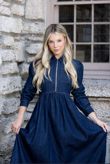 Front Zip Denim Dress