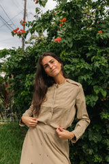 Metallic bloom Jacket Tan