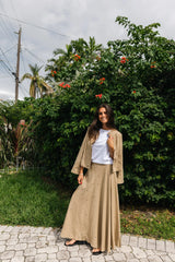 Metallic bloom Skirt Tan
