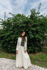 Metallic bloom Skirt White