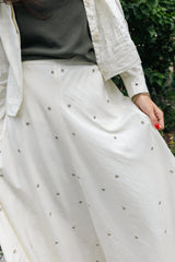 Metallic bloom Skirt White