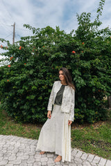 Metallic bloom Skirt White