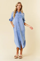 Roll Tab 3/4 Sleeve Dress