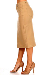 9174A Denim Skirt Khaki