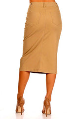 9174A Denim Skirt Khaki