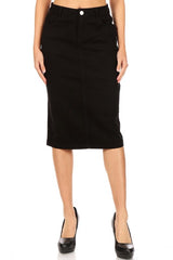 9174A Denim Skirt Black