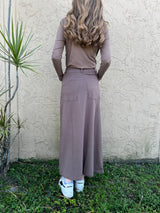 Mocha Stretch Denim Skirt