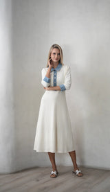 Denim Trim White Waffle
