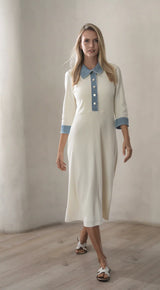 Denim Trim White Waffle