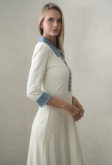 Denim Trim White Waffle