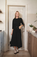 Half & Half Denim Skirt Black