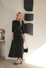 Half & Half Denim Skirt Black