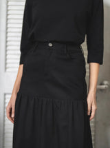 Half & Half Denim Skirt Black