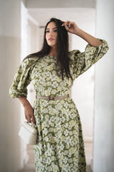 Green Floral Balloon Sleeve