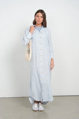 Point Striped Linen Dress