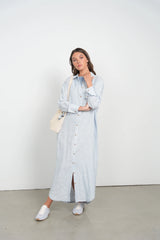 Point Striped Linen Dress