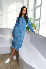 Noah Dress Denim Embroidered