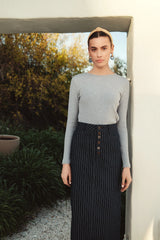 Denim Stretch Skirt Pinstripe