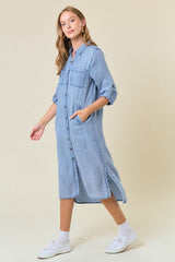 Frayed Tencel Dress