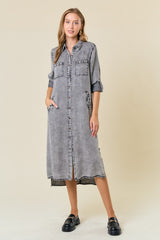 Frayed Tencel Dress