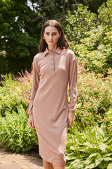 Natasha Dress - Tan, fabric detail