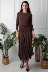 Kiara Top & Skirt Set - Brown