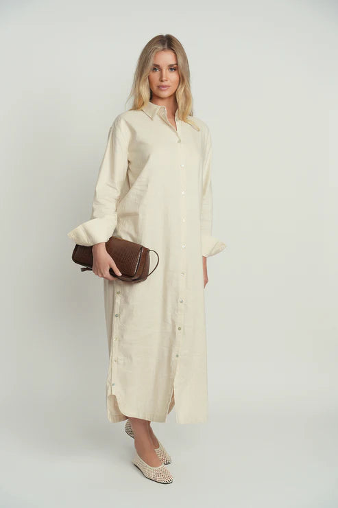 Point Linen Shirt Dress