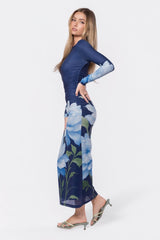 Alia Dress Navy Ground