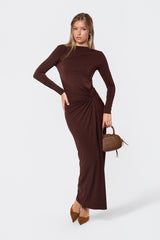 Amari Dress - Dark Brown detail