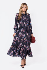 Connie Dress Black Flower