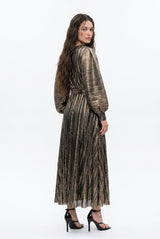 Micro-pleated Belted Dress