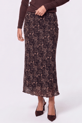 Elenia Skirt - Dark Brown Pattern