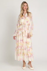 Botanical Chiffon Maxi Dress