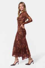 Miri Dress - Brown Flower detail