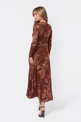 Miri Dress - Brown Flower detail