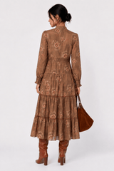 Rosana Dress - Brown Flower detail