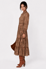 Rosana Dress - Brown Flower detail