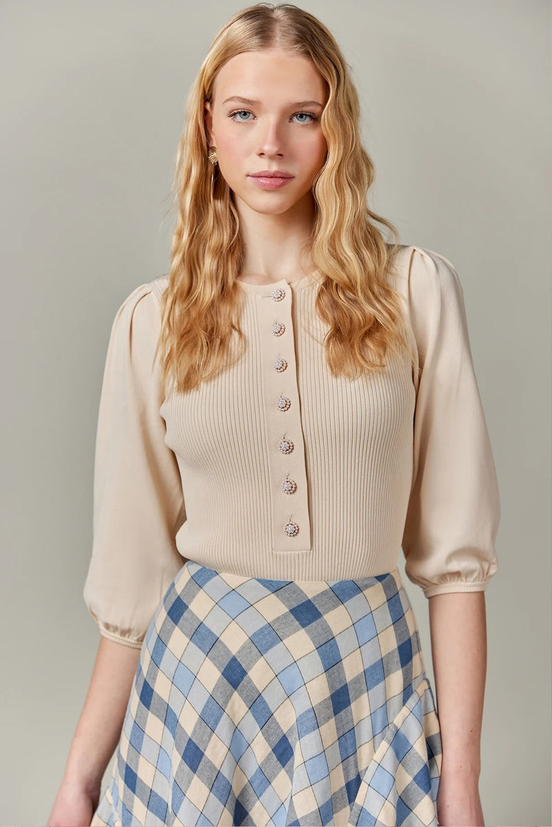 Ribbed Top Buttons Vanilla