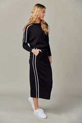 Stripe Midi Skirt Black