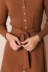 Knit Button Dress Caramel